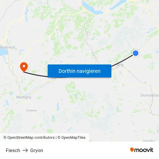 Fiesch to Gryon map
