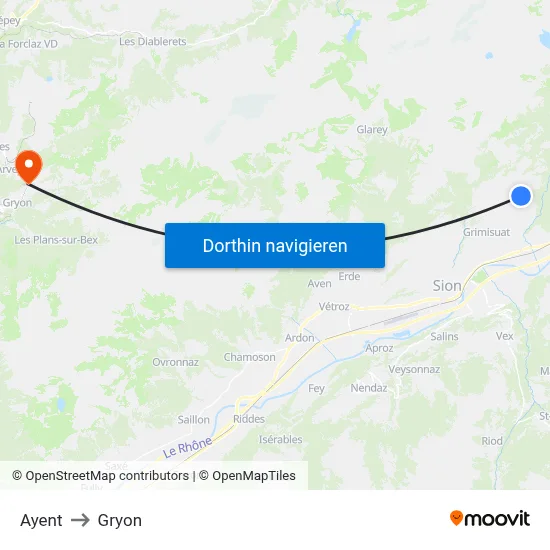 Ayent to Gryon map