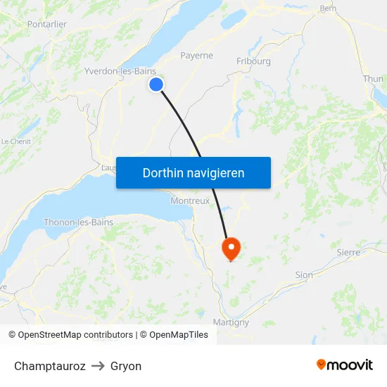 Champtauroz to Gryon map