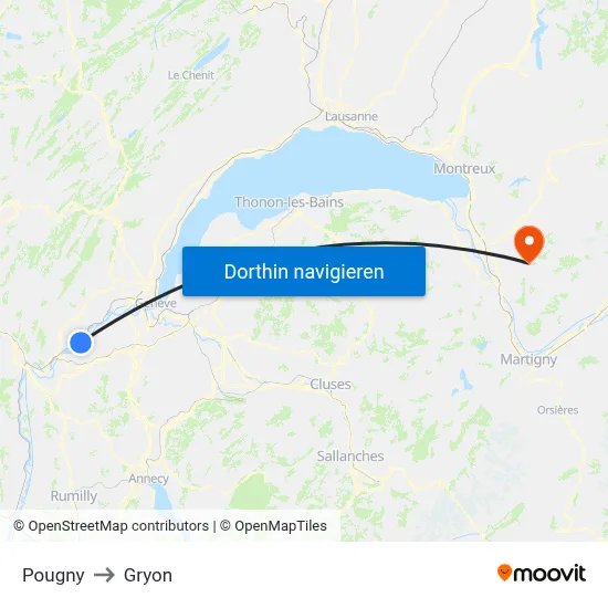 Pougny to Gryon map