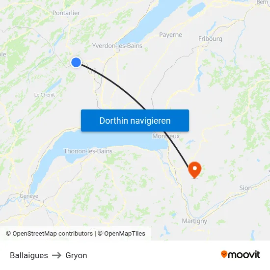 Ballaigues to Gryon map