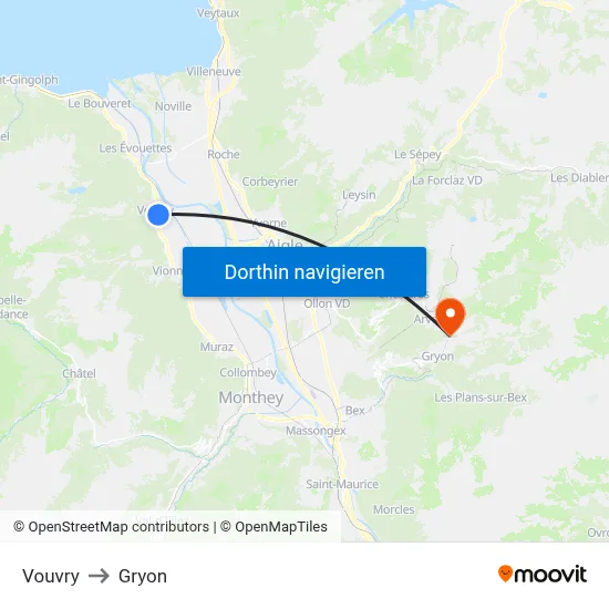 Vouvry to Gryon map