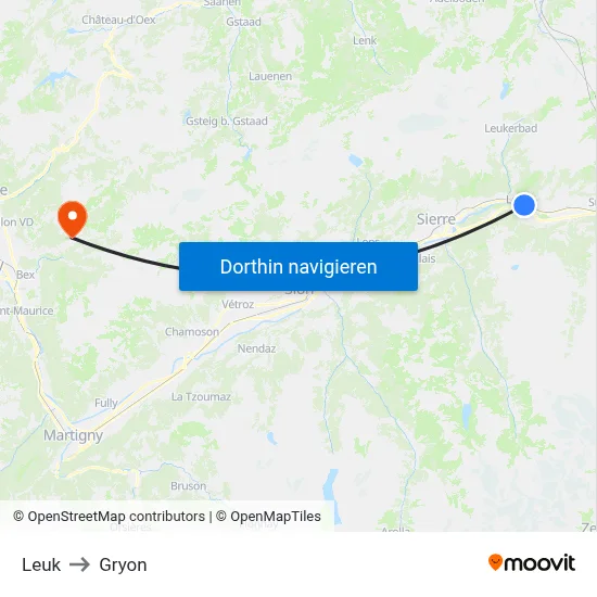 Leuk to Gryon map
