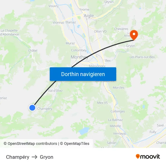 Champéry to Gryon map