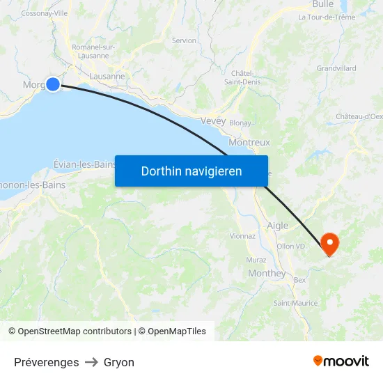 Préverenges to Gryon map