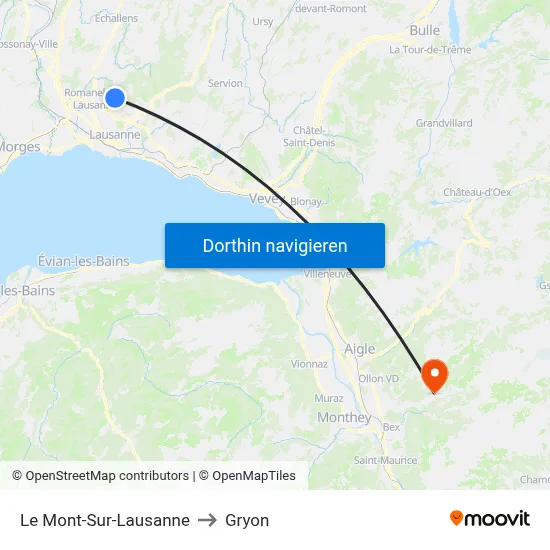 Le Mont-Sur-Lausanne to Gryon map