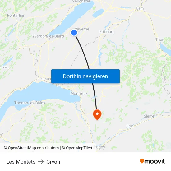 Les Montets to Gryon map