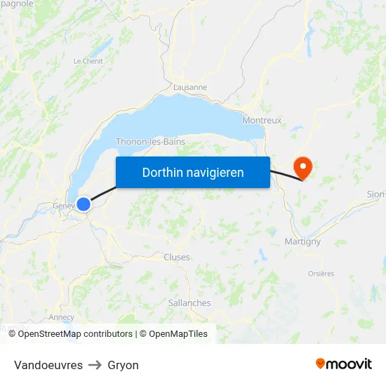 Vandoeuvres to Gryon map
