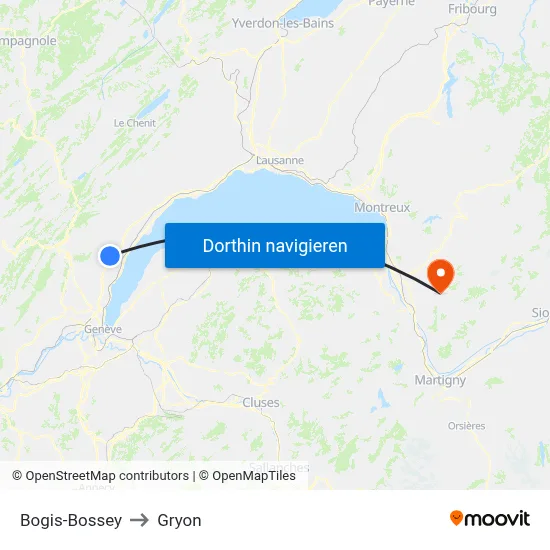 Bogis-Bossey to Gryon map