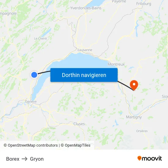 Borex to Gryon map