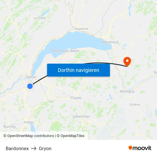 Bardonnex to Gryon map