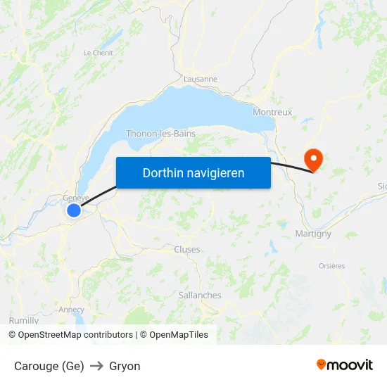 Carouge (Ge) to Gryon map