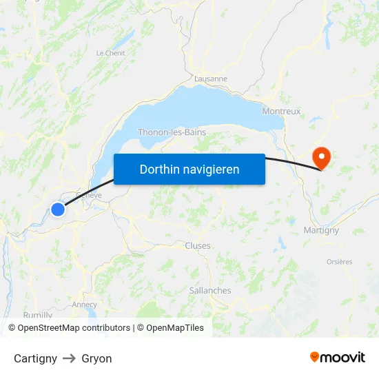 Cartigny to Gryon map