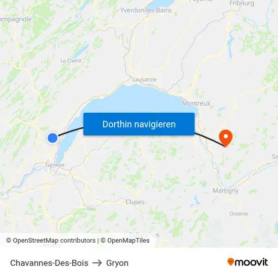 Chavannes-Des-Bois to Gryon map