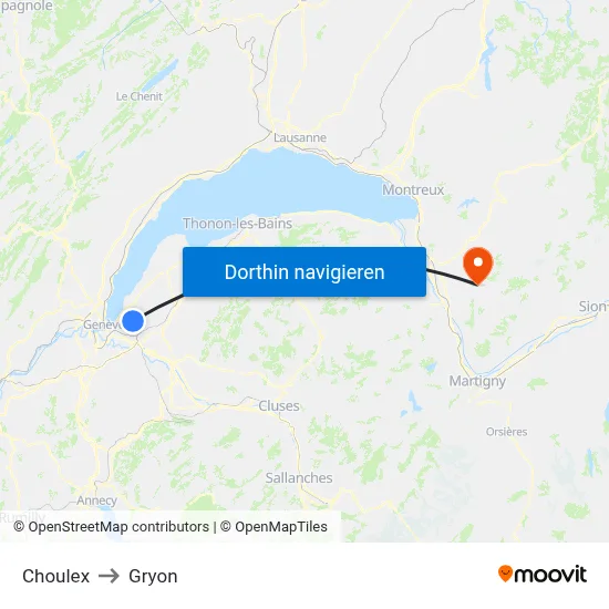 Choulex to Gryon map