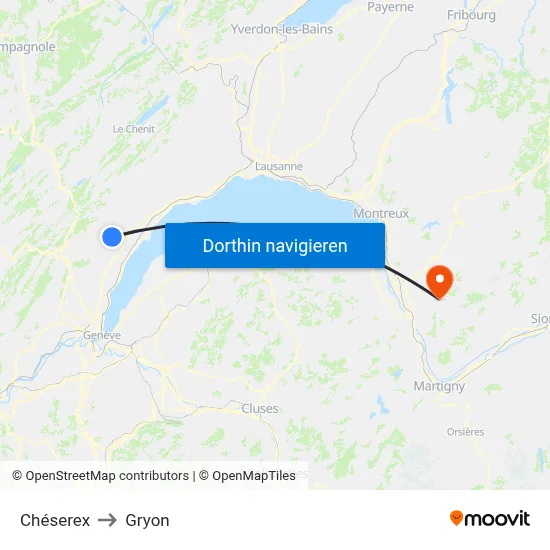 Chéserex to Gryon map