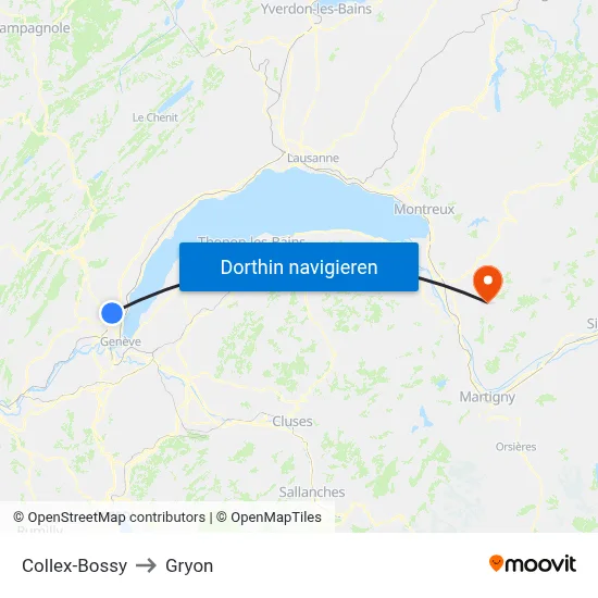 Collex-Bossy to Gryon map