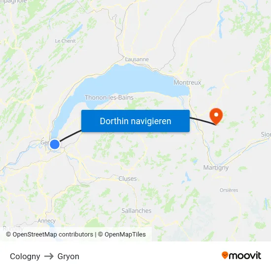 Cologny to Gryon map