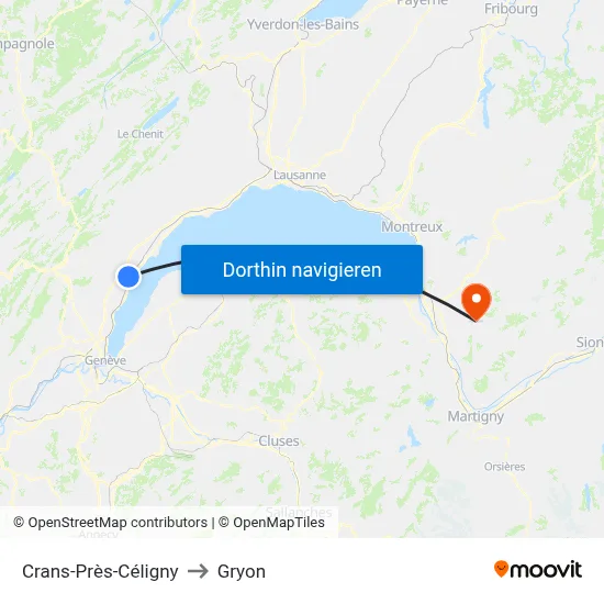 Crans-Près-Céligny to Gryon map