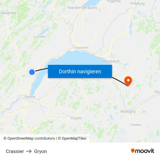 Crassier to Gryon map
