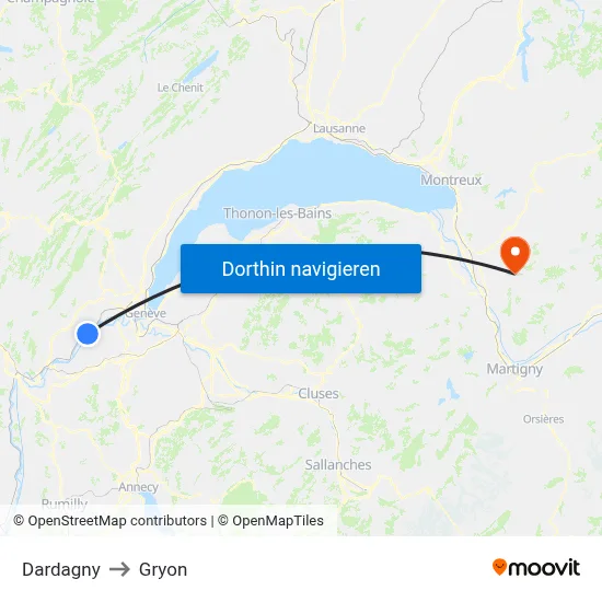 Dardagny to Gryon map