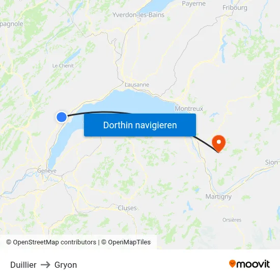 Duillier to Gryon map