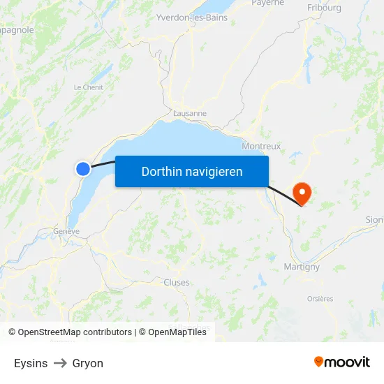 Eysins to Gryon map