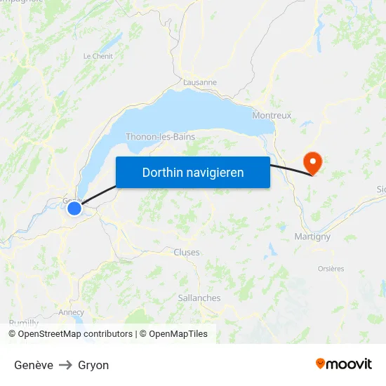 Genève to Gryon map