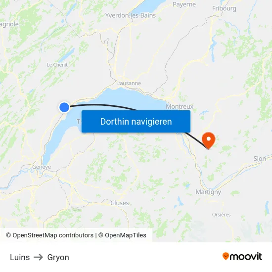 Luins to Gryon map