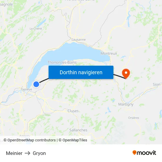 Meinier to Gryon map