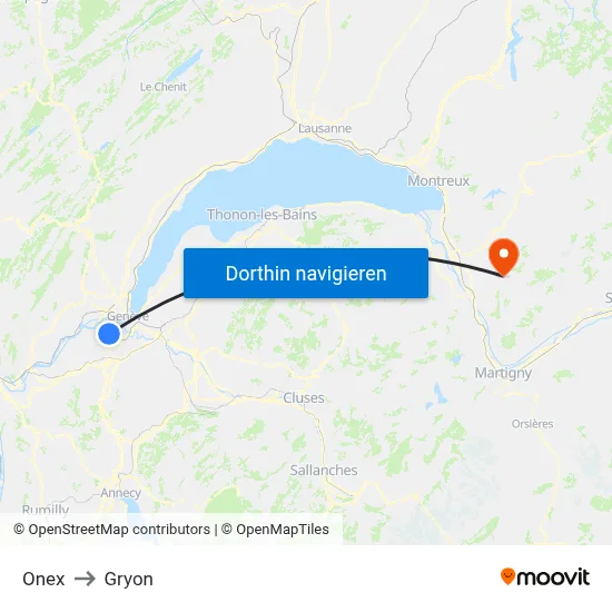 Onex to Gryon map