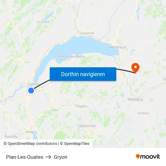 Plan-Les-Ouates to Gryon map