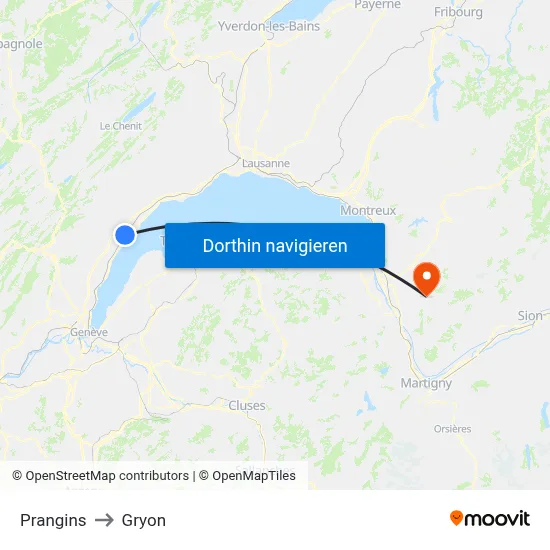 Prangins to Gryon map