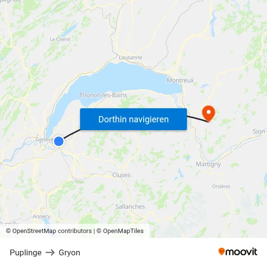 Puplinge to Gryon map