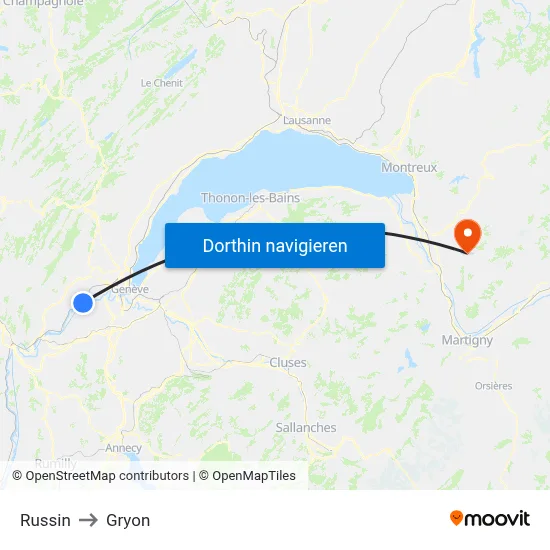 Russin to Gryon map