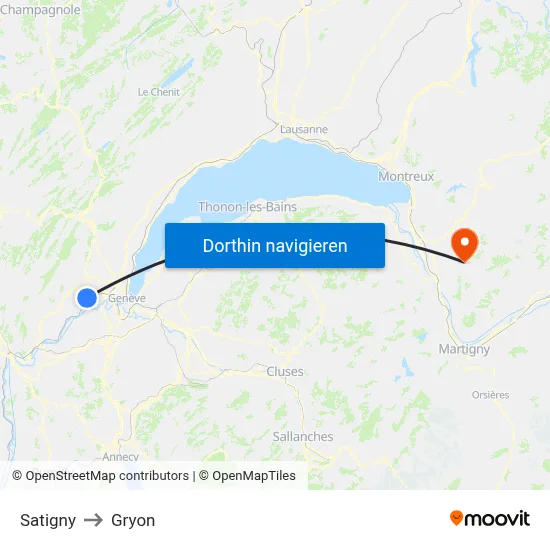 Satigny to Gryon map