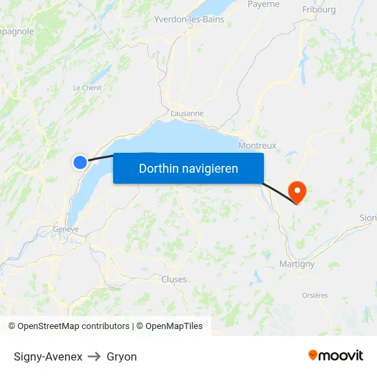 Signy-Avenex to Gryon map