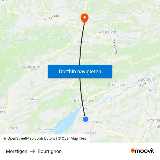 Merzligen to Bourrignon map