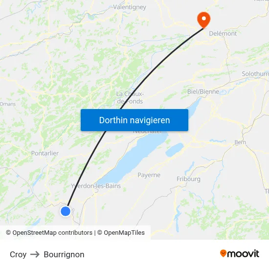 Croy to Bourrignon map