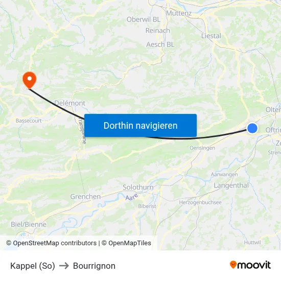 Kappel (So) to Bourrignon map
