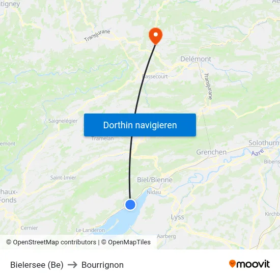 Bielersee (Be) to Bourrignon map