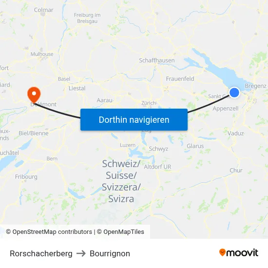Rorschacherberg to Bourrignon map