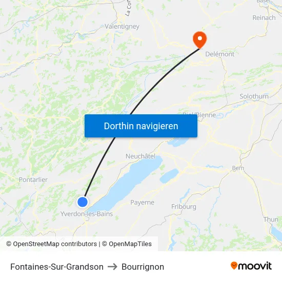 Fontaines-Sur-Grandson to Bourrignon map