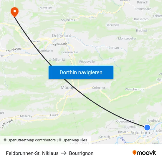 Feldbrunnen-St. Niklaus to Bourrignon map