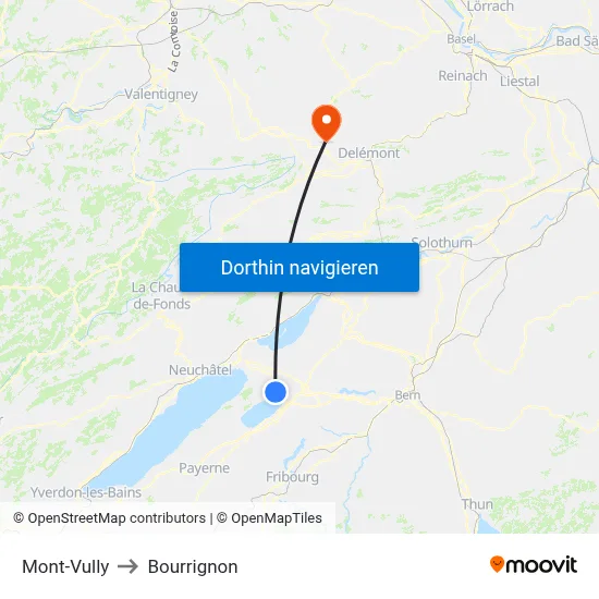 Mont-Vully to Bourrignon map