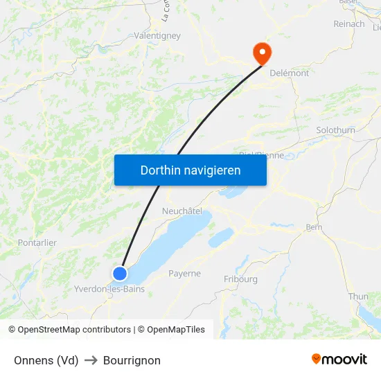 Onnens (Vd) to Bourrignon map