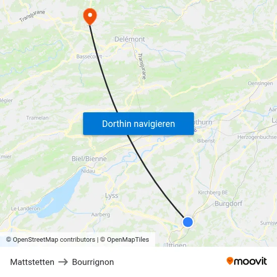 Mattstetten to Bourrignon map