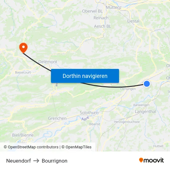 Neuendorf to Bourrignon map