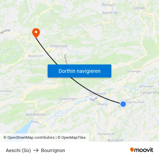 Aeschi (So) to Bourrignon map
