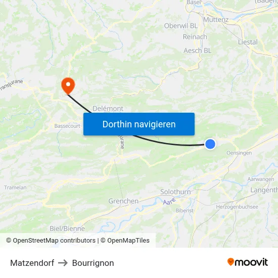 Matzendorf to Bourrignon map